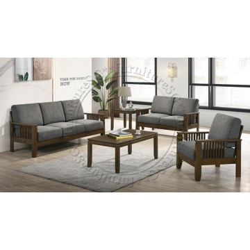 Pacific 1/2/3 Seater Wooden Sofa Set (Grey)